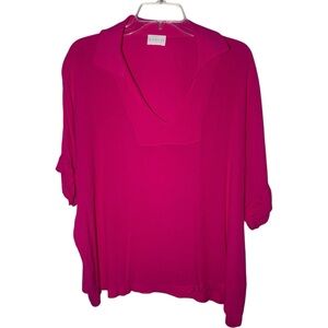 Karlie Barbie Pink V-Neck Roll-Tab Sleeve Blouse